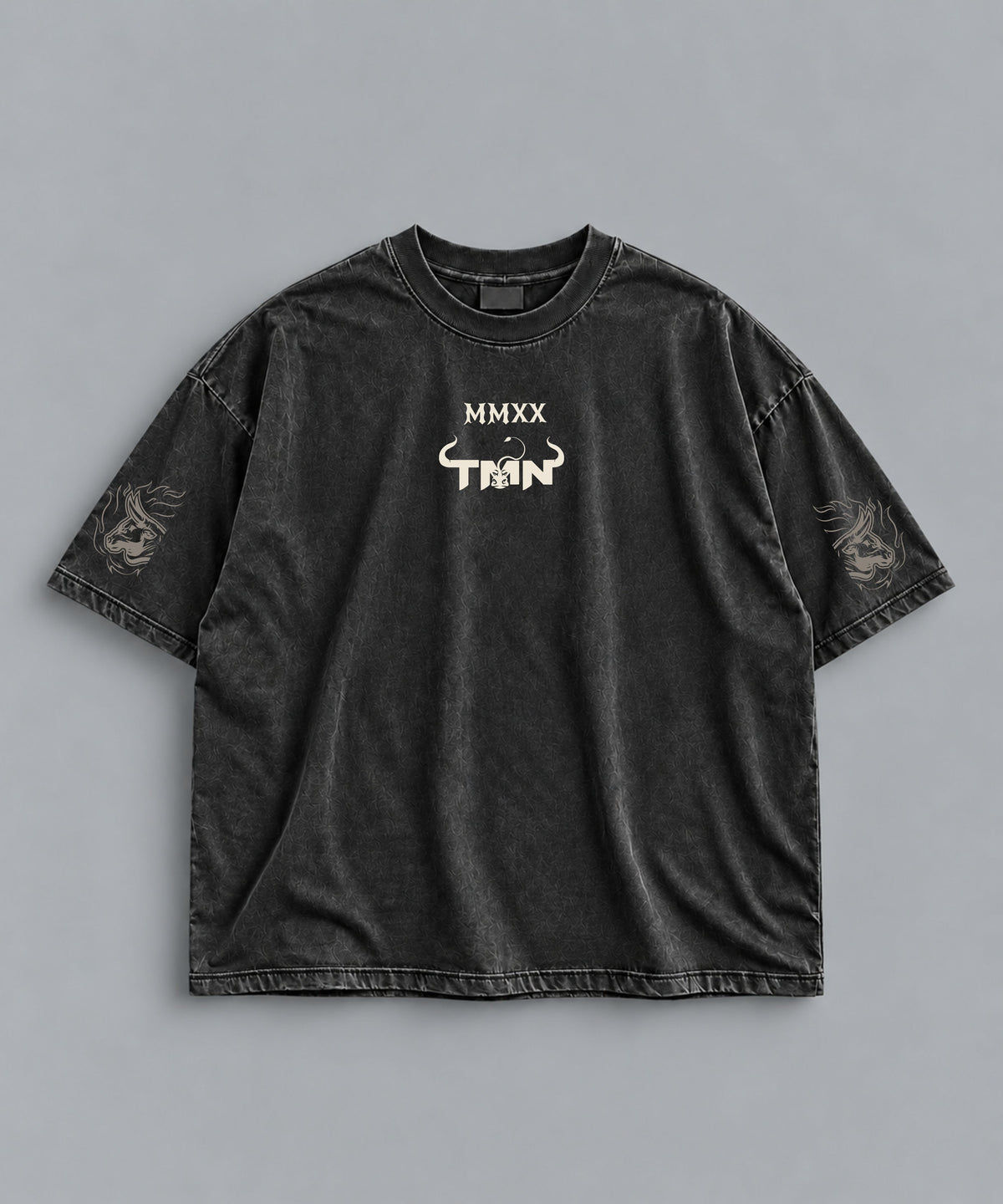 Polera Oversize Be a Maister Acid Wash Gris – frente
