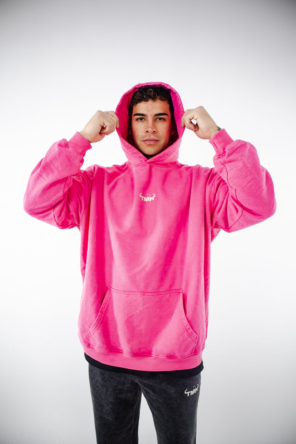 Polerón Oversize PSM TMN Cherry - Acid Wash rosa
